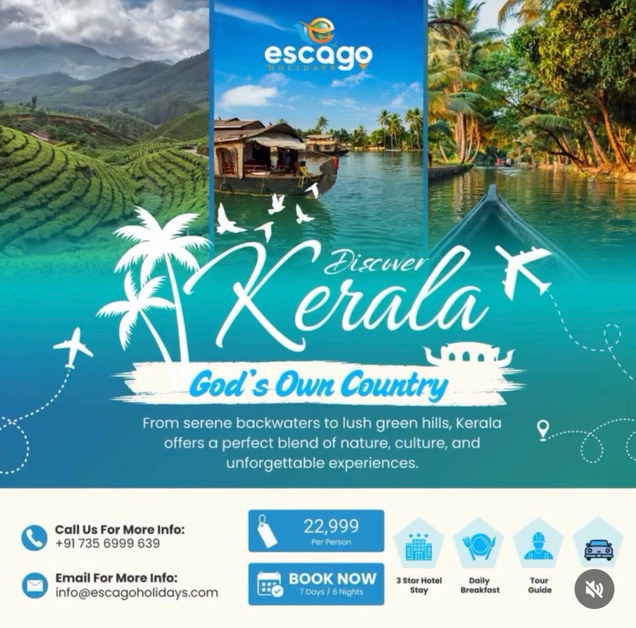 Kerala  Package – 7 Days / 6 Nights